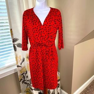 Nwt Mud Pie Drew Wrap Dress Red with Black Polka-Dots Size Small